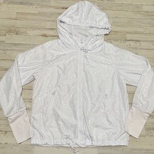 Women’s ZYIA Active White Leopard Hooded Bomber Windbreaker Jacket Size Medium M